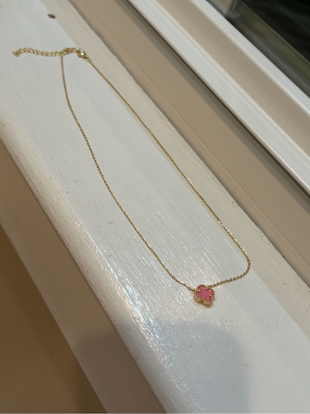 Designer inspired Delicate Pink Clover Pendant necklace